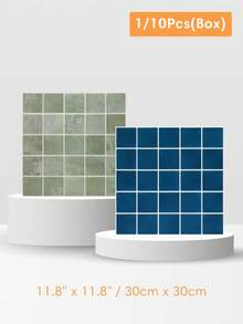1/10/20 PCS Square Peel And Stick PVC Wall Panels, Decorative Wall Stickers, 3D Self-Adhesive Wall Stickers, Multiple Colors, Home DIY Wall Decoration, Simple Decoration, Waterproof, Heat-Resistant, For Kitchen, Bedroom, Living Room - Multicolor - View 3