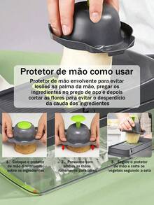 Multifunctional Mandoline Slicer With 16 Functions For Slicing Potatoes, Vegetables, And Greens - 綠色 - 查看 7