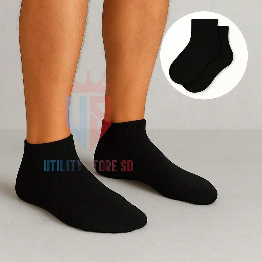 Kit 06 Pairs Of Black Mid-Calf Socks With Unisex Cotton - màu đen - Xem 1