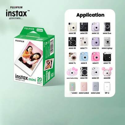 FujiFilm 20pcs Mini Instant Film Paper, Universal For Various Models, Anti-Glare Protection, High-Quality Imaging, Classic White Border, Suitable For Travel & Gatherings