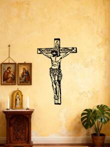Nghệ thuật treo tường bằng kim loại cổ điển: Thánh giá có Chúa Jesus (cao 40cm) - Đồ trang trí nhà độc đáo, hoàn hảo làm quà tặng tân gia - màu đen - Xem 4