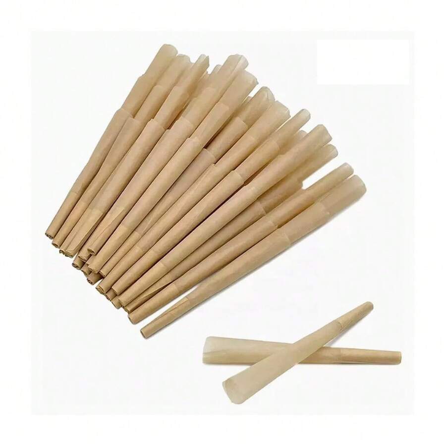 25/50/100/200 片装，天然预卷锥形卷烟纸，特大号卷烟纸（109 毫米），含过滤嘴和包装管，慢燃，家用工具，节日礼物，生日礼物，送朋友的礼物 - 米色 - 查看 1