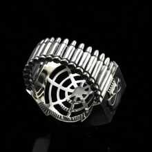 Dark Style Multi-Skull Mechanical Ring - Niche Design Sense Heavy Metal  Men's Ring, Personality Punk Style Domineering Hand Accessory - Silver - View 2