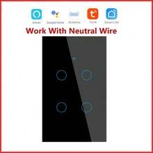 Voice Control Smart Light Switch . Works With Alexa Via Tuya Smart Life - U Standard Wal Touch Switch 1/23/4 Gang Neutral Wire Required For Smart Home - Black - View 10