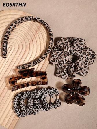 9 delar set med håraccessoarer i vintagestil med sköldpaddsmönster och leopardmönster - pannband + hårspännen + klämmor, mångsidig elegant hårdekoration för kvinnor, huvudbonad, kloklämmor, hästsvanshållare