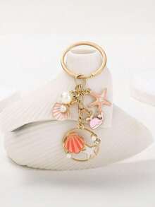 Ocean-Style Starfish And Marine Creature Male And Female Key Chains, Starfish Shell Pearl And Whale Pendants, Charming Beach-Style Gifts, Ocean-Style Key Chains, Charming Shell Starfish-Shaped Pearl Key Chain Pendants, Car Parts Bags, Charming School Faux Pearl Cute Gothic Y2k - Multicolor - View 3
