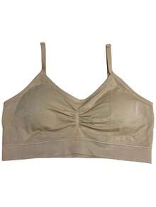 Zee Rucci Girls' Seamless Comfortable Cropped Top With Padded Bra And Straps, Sizes 4 To 16, Basic - khỏa thân - Xem 4