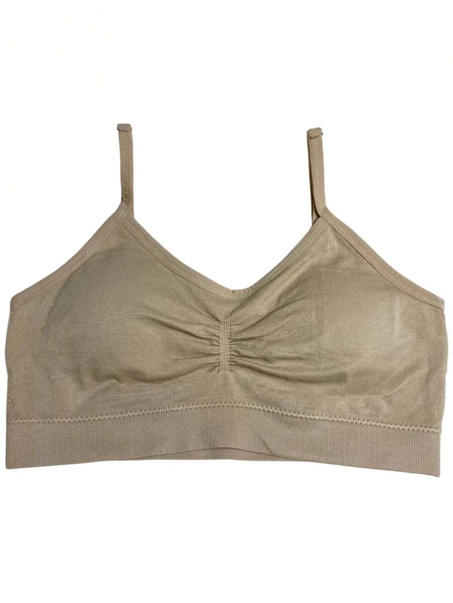 Zee Rucci Girls' Seamless Comfortable Cropped Top With Padded Bra And Straps, Sizes 4 To 16, Basic - Desnudo - Ver 1