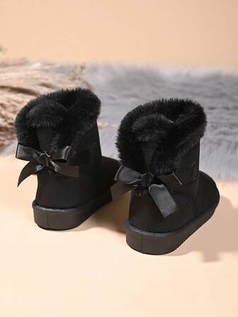 Nuevas botas de nieve de moda para niños, botas cortas con lazo para niñas, botas gruesas y cálidas, botas para niños con suela suave y antideslizante para el invierno