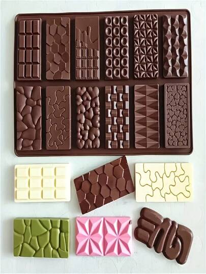 1/2pcs Mini Silicone Chocolate Mold - Non-Stick, Thick Chocolate Bar Molds For Christmas,Perfect For Candy, Wax, And More - Ideal Kitchen Accessory & Camping Equipment, Chocolate Molds, Chocolate Mould, Chocolate Bar, Chocolate Shop Kit, Chocolate Scraper, Kitchen Accessory, Baking Molds