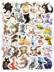 50 PIEZAS/PAQUETE Paquete de pegatinas de criaturas fantásticas y caprichosas, calcomanías de monstruos místicos de Kawaii para teléfono, estuche escolar, diario y decoración de manualidades DIY