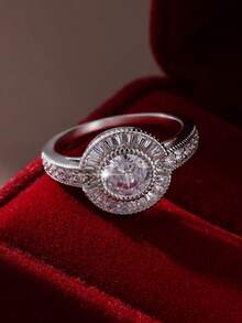 1 قطعة خاتم نسائي فريد من نوعه مرصع بالزركونيا المكعبة اللامعة، مناسب للارتداء اليومي والأعراس والمناسبات المهمة، هدية مثالية لعيد الحب والكريسماس ورأس السنة الجديدة