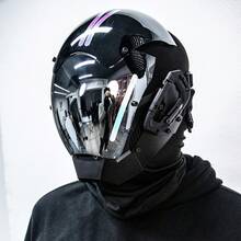 Men's Handcrafted Cool Silver Punk Mask Gothic Futuristic Sci-Fi Mask Halloween Party Gift Stage Performance Music Festival Cosplay Sci-Fi Gear - Bạc - Xem 4