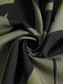 EARO Women's Casual Loose Design Unique Ink Print High-Waisted Skirt, Flattering - Green - View 5