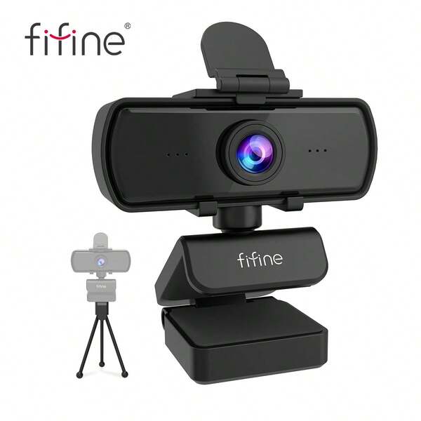 FIFINE 1440P Full HD PC Webcam With Auto-Focus And Built-In Noise-Canceling Microphones, Tripod Stand, Privacy Cover For Security, 108 Degree Wide Angle, USB Connection, Rotatable Camera Suitable For PC, Laptop, Conference Meetings, Live Streaming Webcam For Video Calling-FIFINE K420