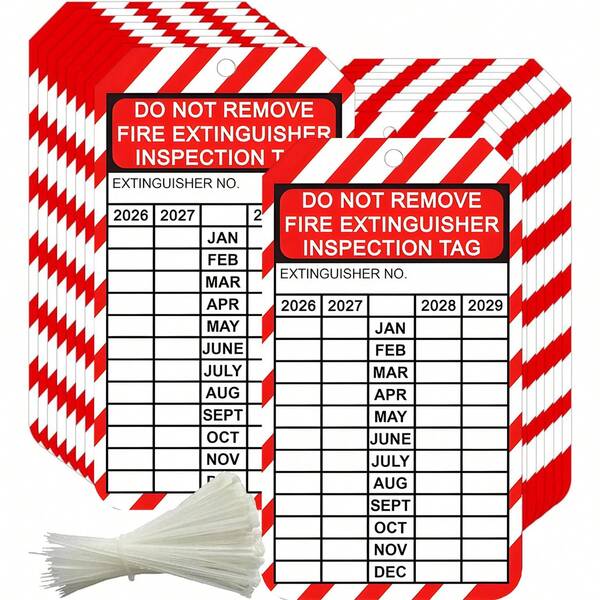 Monthly Fire Extinguisher Inspection Tags Record 2026-2029 4 Year Fire Extinguisher Inspection Tags 3.25 X 5.75 Inch Extinguisher Recharge And Inspection Record Tag