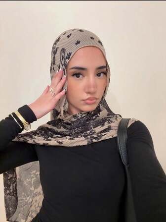 1pc Women's Bohemian Style Watercolor Floral Print Vela Headscarf/Scarf, Casual Soft Windproof Shawl, Suitable For Daily Wear For Dress