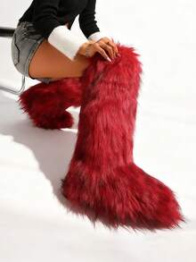 New Winter Warm Plush Faux Fur Snow Boots In Black And Brown Ankle Length, With Soft Lining And Comfortable One Foot Design, Suitable For Outdoor And Indoor Wear In Cold Weather. Men's And Women's Couple Snow Boots,  Faux Fur Long Fur Floor Boots, Classic And Versatile Snow Boots For Women, Black Knee High Boots,Smooth Fur Touches The Ground, Perfect For Christmas & Halloween, Y2K Style! Y2K Fashion Men's & Women's Snow Boots - Faux Raccoon Fur, Silky Smooth Floor-Reaching Fur, Solid Classic Shade, Ideal For Christmas & Halloween! Short Ankle Unisex Snow Boots With Faux Raccoon Fur - Solid Classic Color, Ultra-Smooth Fur Hits The Ground, Must-Have For Christmas & Halloween, Edgy Y2K Vibe! Christmas & Halloween Essential Faux Raccoon Fur Snow Boots (Unisex) - Solid Classic Hue, Smooth Fur Touches The Floor, Stylish Y2K Look! Y2K Short Ankle Snow Boots For Men & Women - Faux Raccoon Fur, Super Smooth Floor-Length Fur, Solid Classic Color, - Đỏ - Xem 3