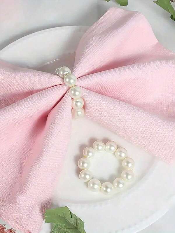 1pc/6pcs/10pcs/12pcs Elegant Party Pearl Napkin Rings, Durable Tabletop Decor Center Piece Accent For Formal Dining, Banquet - Elegant Tablecloth Accessory