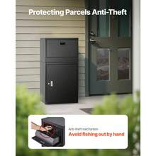 Package Delivery Boxes For Outside, 38.6 In Mailbox For Parcel With Lock, Galvanized Steel Package Drop Box With Anti-Theft Design, Weather-Resistant Package Mailbox For Home And Office, Black - Black - View 2