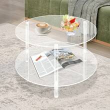 Acrylic Coffee Table, Small Round Modern Coffee Table For Living Room,23.6" D X 23.6" W X 16.5" H - 清除 - 查看 10