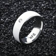 Anillo de tecnología negro de acero inoxidable con joyería NFC incrustada sintética, adecuado para uso diario o como regalo - Blanco y - Ver 6