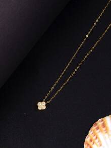 S925 Sterling Silver Necklace Four-Leaf Clover Necklace Women's Necklace For Daily Wear Fine Necklace Silver Necklace Fashionable Women Pendant Necklaces Silver Fine Chain Necklaces Gold Necklace