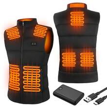 8-Zone Heated Vest For Men & Women -- USB-C Rechargeable Portable Heater Jacket, -45°C To +65°C Smart Temperature Control,Warmth For Skiing, Running,, Winter Sports - Compatible With Power Banks (Hand Washable,Standalone/ Use) - 黑色 - 查看 2