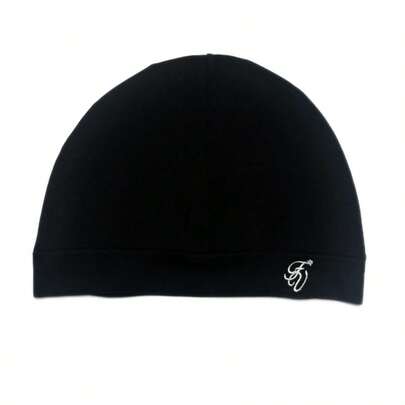 Boné esportivo de ciclismo ao ar livre em nylon de cor sólida com letras, macio e respirável, com elástico e protetores de orelha, unissex com bordado, minimalista, ideal para esportes de inverno.