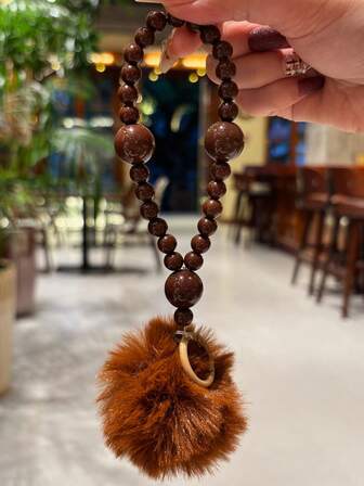 1pc Brown Plush Ball Keychain Party Brown Bead Women Keychain Four Season Christmas Gifts Secret Santa Gifts Friend Gifts Keychains For Bag Gifts For Mum Christmas Accessories Bag Accessories Car Accessories Bag Charms For Sister Car Teacher Gift Ideas