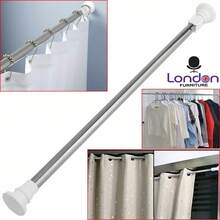 Heavy Duty Extendable Telescopic Shower Curtain Pole Rail Rod Bath Door Window - Silver - View 2