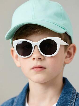 1 pieza Gafas de sol de unicolor con diseño de ojo de gato en estilo retro y de color caramelo para niños y niñas de 4 a 8 años, adecuadas para combinar con atuendos casuales y como regalo para ocasiones festivas