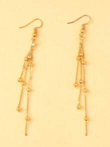 1对金属链流苏耳环，简约个性耳坠，波西米亚风时尚耳环，女士款