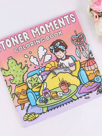 40 Cute Designs Adult Coloring Book, Simple & Bold, Suitable For Free-Spirited Girls