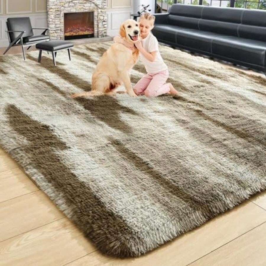 Noahas Ultra Soft 4.5cm Velvet Bedroom Rugs Kids Room Carpet Modern Shaggy Area Rugs Home Decor 2.6' X 5.3', Gray(8' x 5' (Rectangular) Caqui) - Tipo 9 - Ver 1