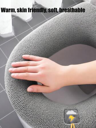 Comfortable Washable Toilet Seat Cover - Soft, Thick Spandex Cushion, Material: Spandex, Comfortable For Winter - Fits Most Toilets - Available In Gray, Light Purple, Yellow, Blue, Thickened Toilet Seat Cushion Bathroom Toilet Seat Pad Washable Soft Warm Toilet Seat Cover And Accessories, Christmas/Halloween Gift Decoration Options