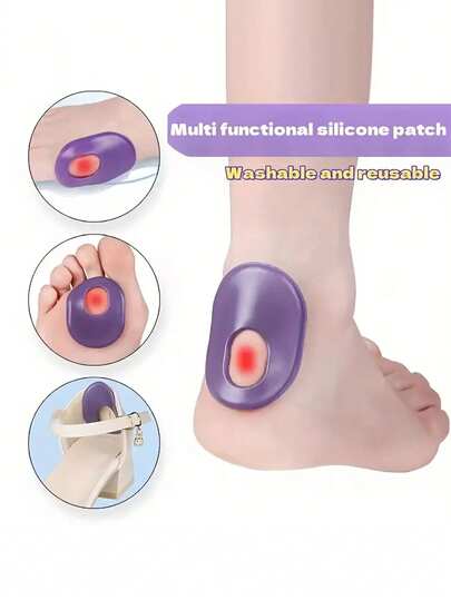 2pcs Hollow Oval Silicone Foot Protector Pads, Comfortable, Soft, High Elasticity, Durable, Anti-Friction, Anti-Compression