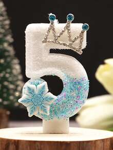 1 Stück 3D Schneeflocken Krone Geburtstagkerze - funkelndes Schneeflocken Design mit Kronen Akzenten, stabiler Kunststoffständer, perfekt für Feierlichkeiten & Tortendekoration, Geburtstagskerzendekoration, festliche Tischmitte, elegantes Kerzendesign, dekorativer Kerzenhalter