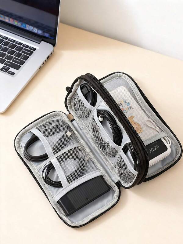 1 Peça Bolsa de Armazenamento Eletrônico à Prova d'Água, Bolsa de Armazenamento Digital de Grande Capacidade Minimalista Criativa e Nova, Bolsa Organizadora de Acessórios Eletrônicos à Prova d'Água e Resistente a Choques, Bolsa Multifuncional, Necessaire, Porta-Moedas, Compacta e Portátil, Pode Armazenar Telefone, Bateria Portátil, Carregador, HD Externo, USB, Cabos, Fones de Ouvido