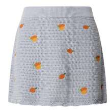 Olaya Pepe Jeans Skirt: Feminine And Versatile Garment In Dazed Blue Tone With Fruit Print, Ideal For A Fresh And Modern Look. Made Of Light And Fluid Fabric To Ensure Comfort And Freedom Of Movement. Perfect For Everyday Wear Or Special Occasions. Brand: PEPE JEANS. - Blue - View 3
