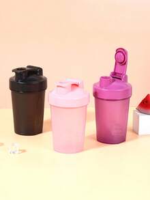 1 件 400 毫升 14 盎司摇摇杯蛋白奶昔、摇摇杯、健身奶昔杯、运动水杯、带搅拌球的摇摇杯，可轻松添加混合勺和液体，浮雕标记可测量盎司和毫升，非常适合蛋白奶昔、冰沙和补充剂，可作为礼物送给女朋友