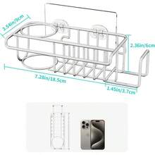 4 In 1 Sink Caddy Spon Holder SUS304  Kitchen Brush Holder + Dish Cloth Hanr + Soap Rack + Sink Stopper Rack + Spon Caddy For Kitchen - - 銀 - 查看 5