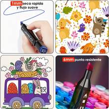 Set de Lápices de Colores y Marcadores Profesionales 48 Piezas - marcadores permanentes de alta intensidad con secado rápido, punta de fibra duradera,a prueba de fugas, ideales para dibujar, manga, letra, ilustración, | Regalo para Estudiantes.|Perfecta para Acción de Gracias/Navidad/Halloween| local almacén,envío local.