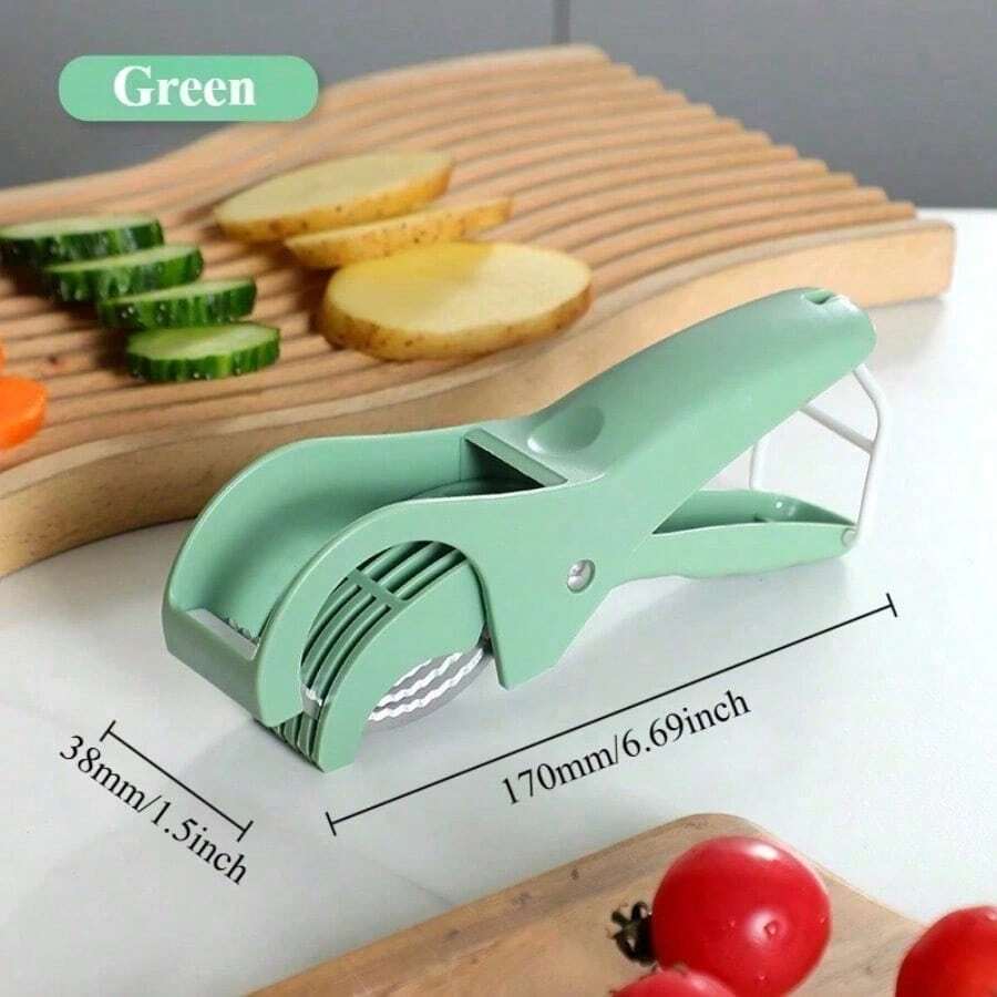 Stainless Steel Carrot & Banana Slicer – Multi-Fruit Vegetable Cutter With Ergonomic Handle (6.69-Inch Blade, Dishwasher ) - Green - View 1