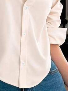 Camisa elegante para mujer EARO, diseño de moda, minimalista, de alta gama, versátil - Albaricoque - Ver 6