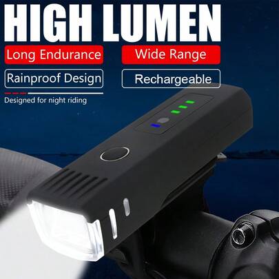 1PC Bike Light Usb Rechargeable Super Bright Front Headlight For Night Riding