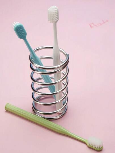 Tandborstehållare i rostfritt stål, gängad klämtandkräm, förvaringsställ, sminkborstehållare, pennkopp, dekorativ hantverksbadrumsdekoration sommar