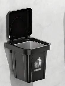 1pc Trash Can & Ashtray Combo, Creative Wall-Mounted Personalized Ashtray Cover With No Holes, Suitable For Bathroom, Home, Daily & Holiday Use, Creative Home Bathroom Decor