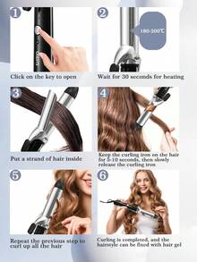 CRASTS 32毫米陶瓷卷发棒，打造沙龙级大波浪卷发，告别毛躁，适合居家及宿舍使用，打造慵懒卷发造型工具 - 查看 9