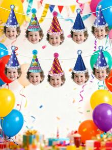 Personalized Birthday Flag-Raising, Exclusive Surprises! Customized Face Birthday Hats, Party Decorations, Photo Avatars, Banners, Banners, Make The Party More Creative And Cheerful - Multicolor - View 6